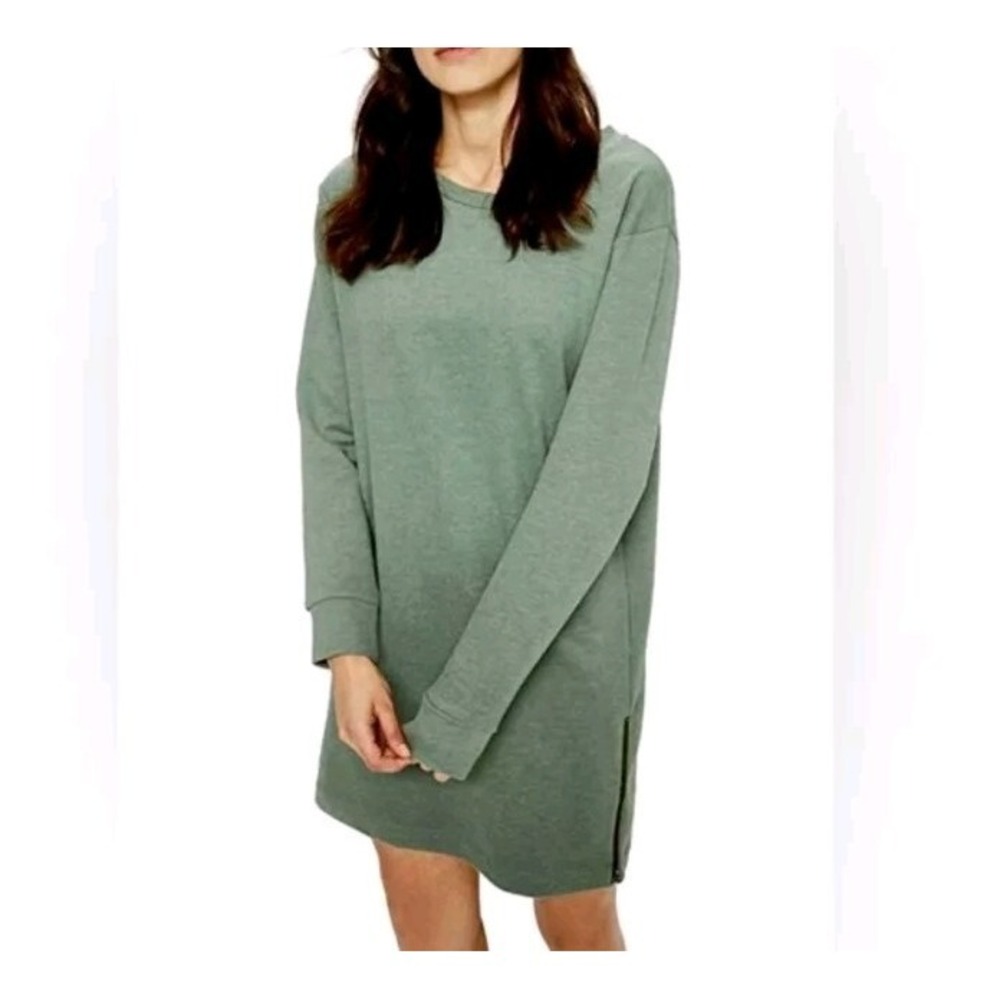 LOLE SIKA Sweatshirt Dress Womens Small Laurel Wreath Heather Green Zip Pilling